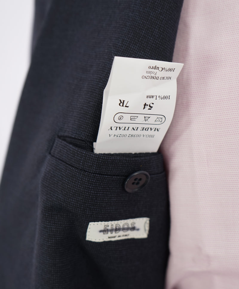 EIDOS - Blue Navy Pindot "TENERO" 2-3 Button Roll Lapel Wool Suit  - 44R