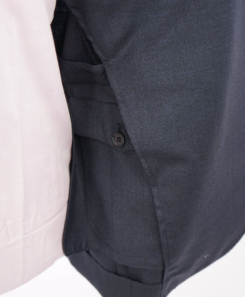 EIDOS - Blue Navy Pindot "TENERO" 2-3 Button Roll Lapel Wool Suit  - 44R