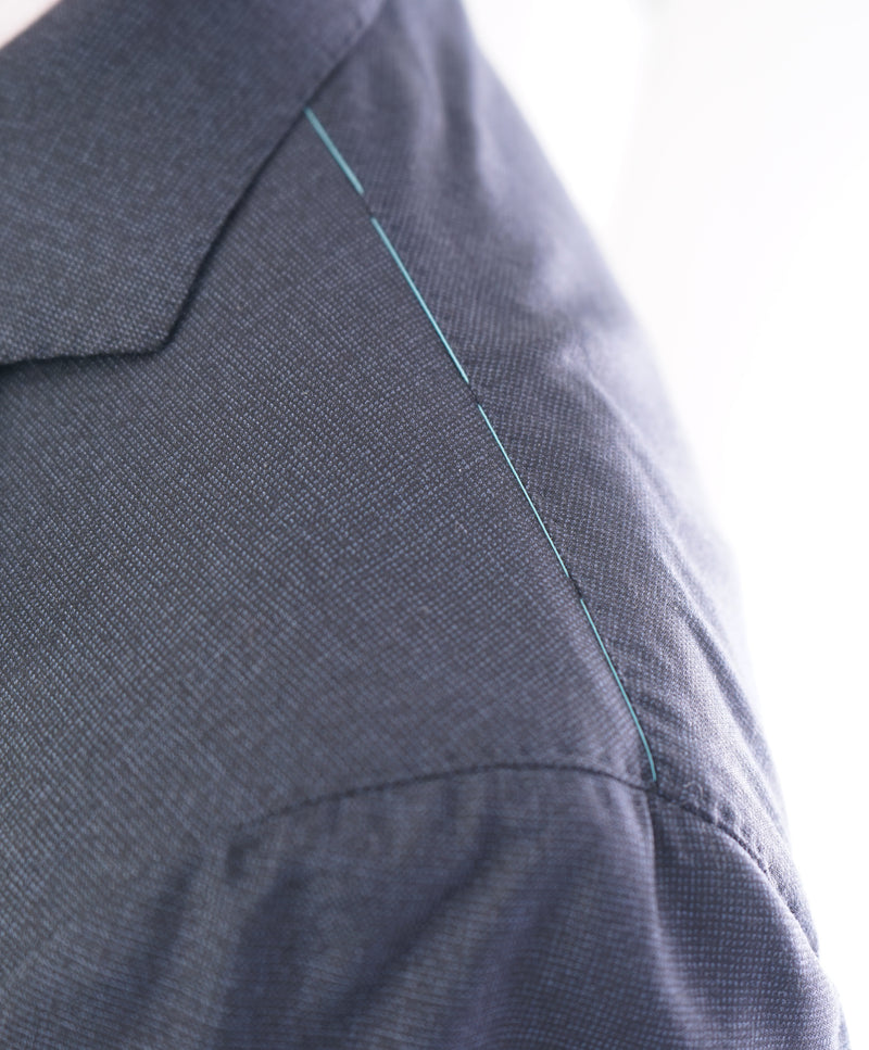 EIDOS - Blue Navy Pindot "TENERO" 2-3 Button Roll Lapel Wool Suit  - 44R