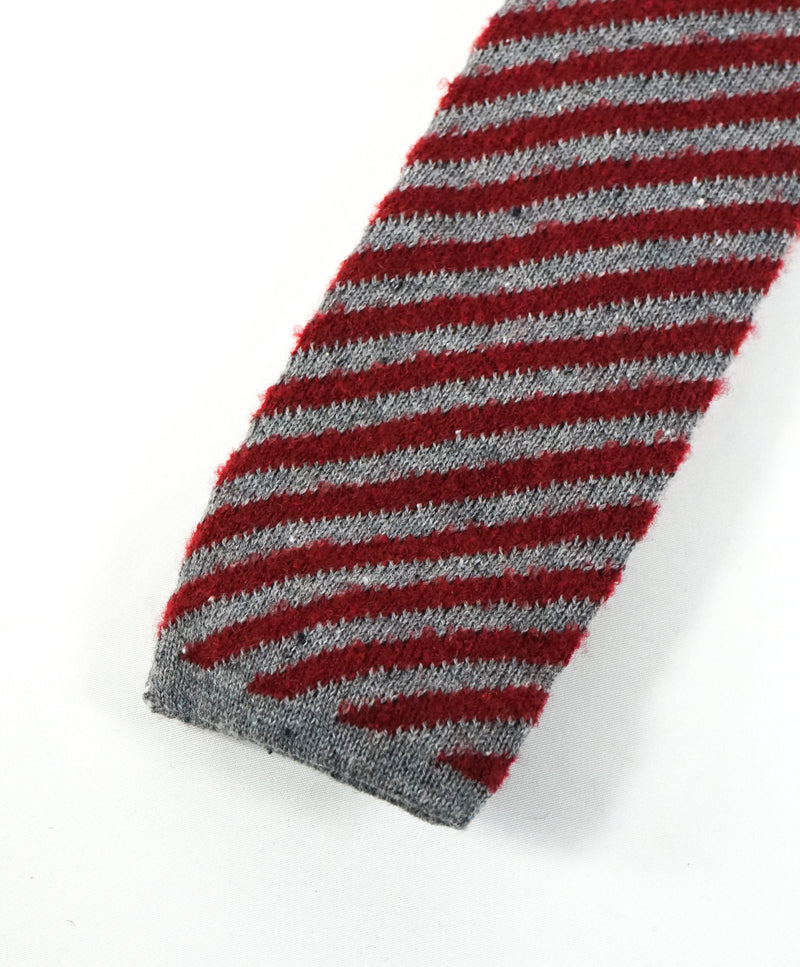 EIDOS - Diagonal Red & Gray Wool Knit Tie -N/A