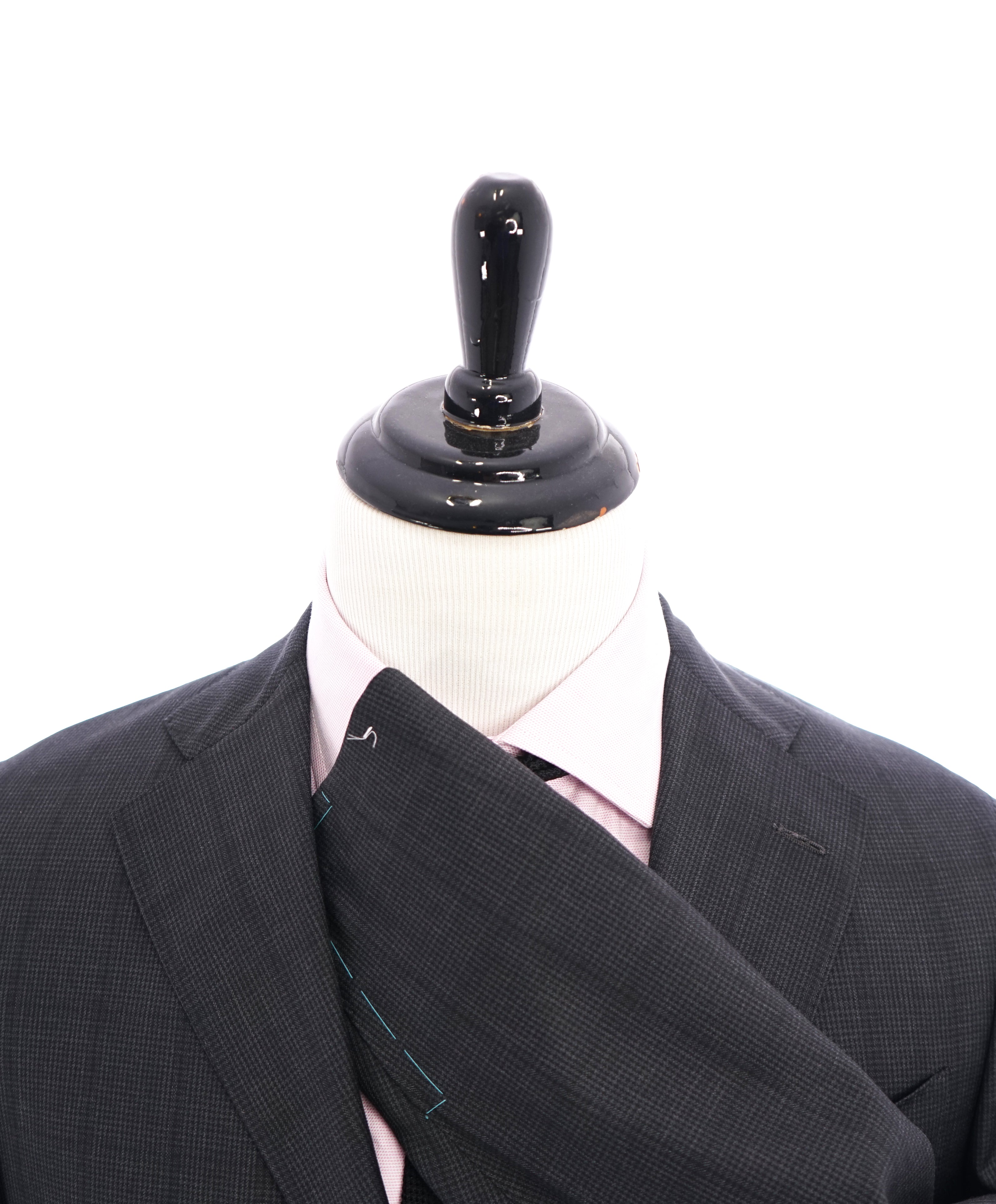 EIDOS - Gray Plaid Check "TENERO" 2-3 Button Roll Lapel Wool Suit  - 42R