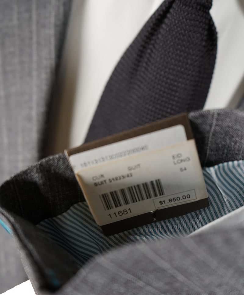 EIDOS -Wool Silk Linen Striped 2-3 Button Roll Gray Suit - 44L