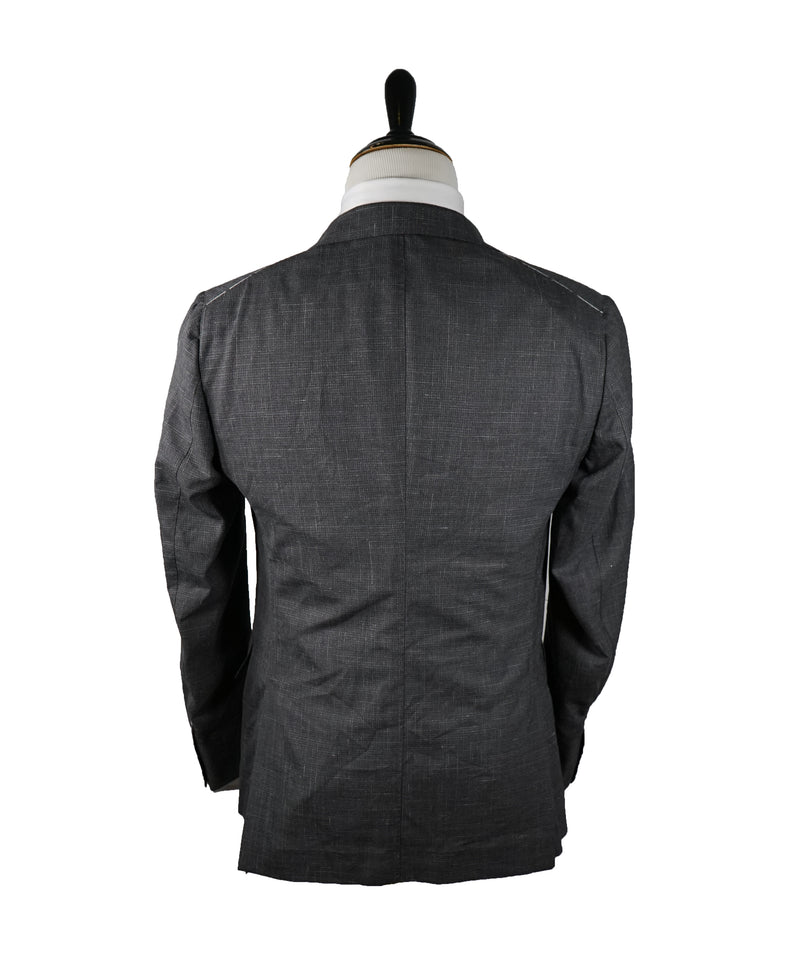EIDOS - Gray Abstract Plaid Check Pattern Wool/Silk/Linen Suit - 40R