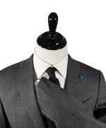 EIDOS - Gray Abstract Plaid Check Pattern Wool/Silk/Linen Suit - 40R