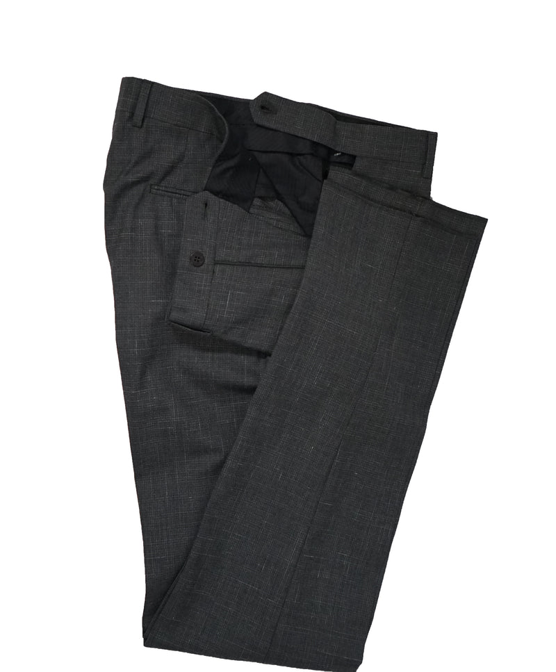 EIDOS - Gray Abstract Plaid Check Pattern Wool/Silk/Linen Suit - 40R