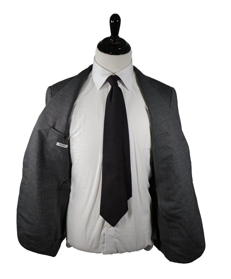 EIDOS - Gray Abstract Plaid Check Pattern Wool/Silk/Linen Suit - 40R