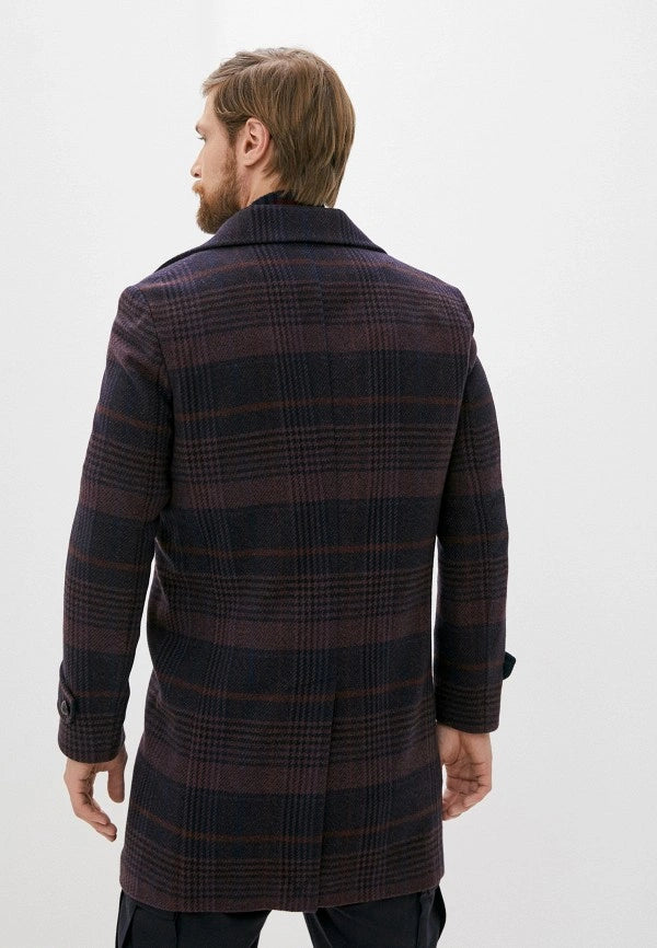 $1,795 ELEVENTY - CASHMERE / WOOL Burgundy / Navy Coat- 40 (50EU)
