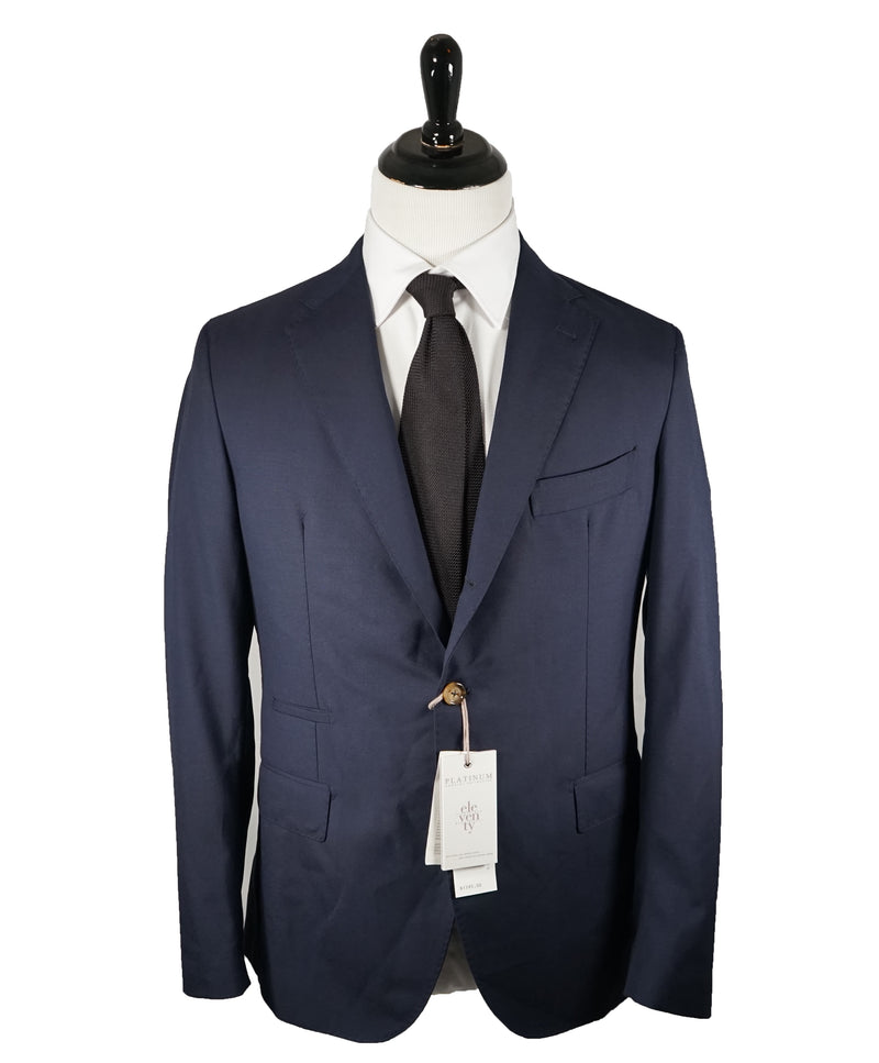 ELEVENTY - Semi-Lined 2-3 Button Lapel Navy Wool & Silk Suit Brunello Cucinelli Style - 40R