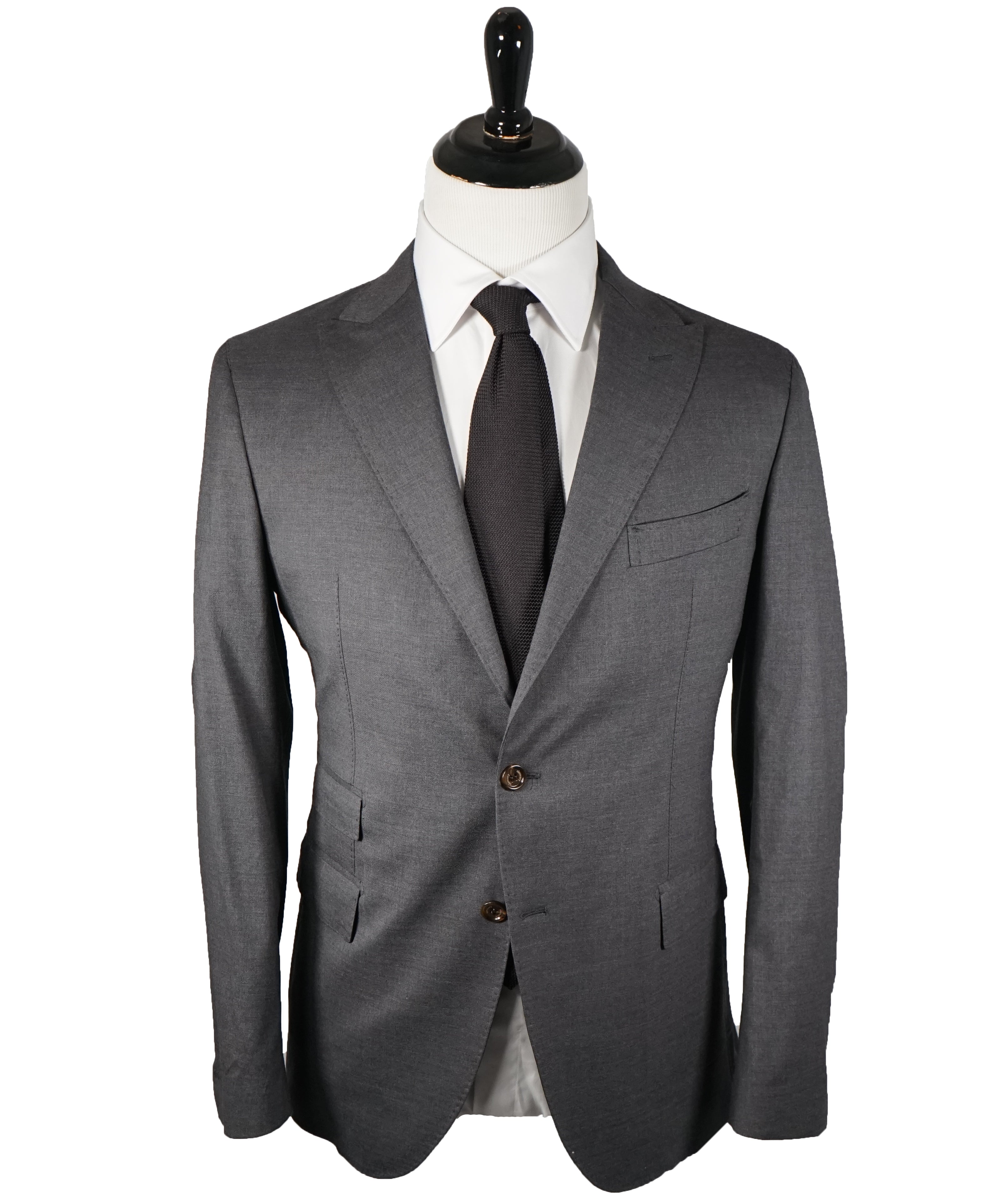 ELEVENTY - Peak Lapel Gray LORO PIANA Fabric Wool & Silk Suit - 40R