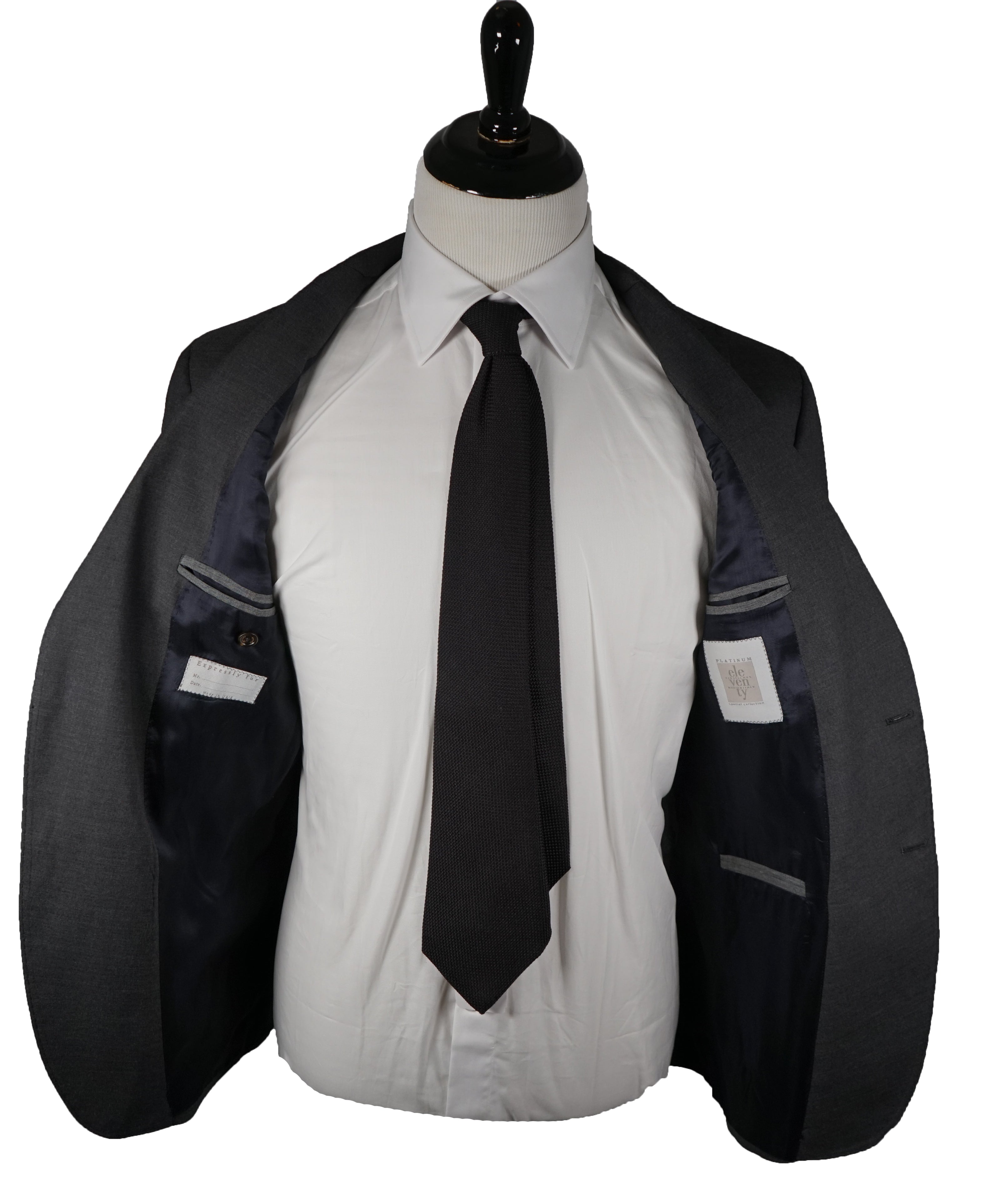 ELEVENTY - Peak Lapel Gray LORO PIANA Fabric Wool & Silk Suit - 40R