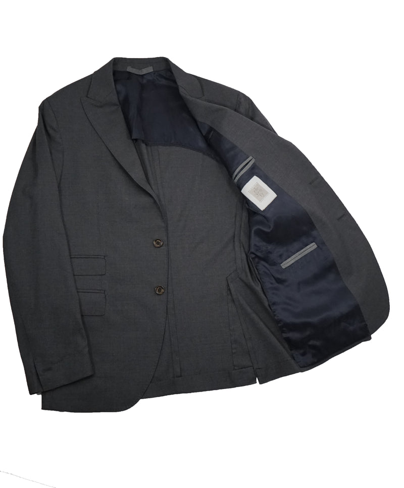 ELEVENTY - Peak Lapel Gray LORO PIANA Fabric Wool & Silk Suit - 40R