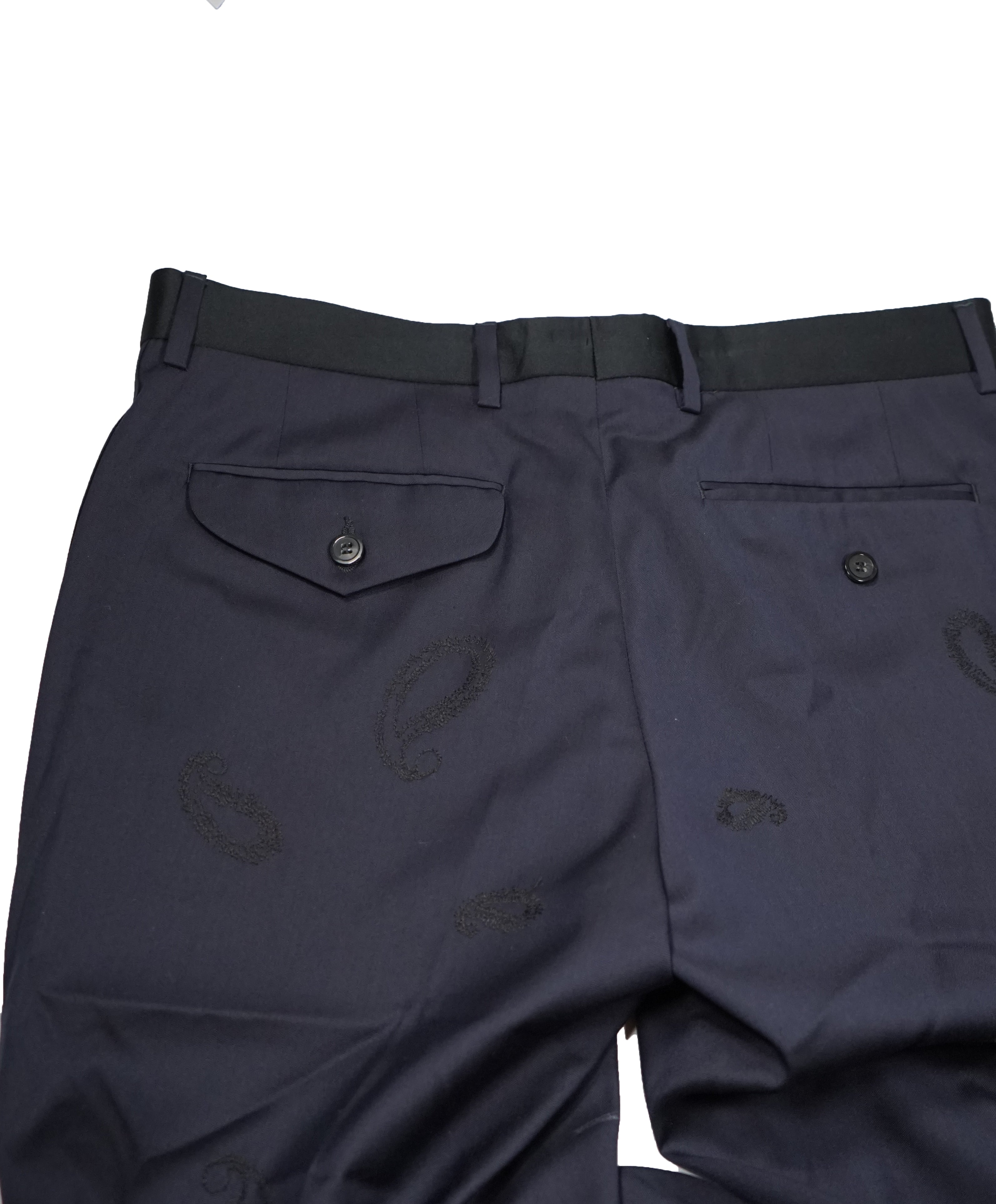 EMPORIO ARMANI - Stripe Embroidered Paisley Trousers - 30W