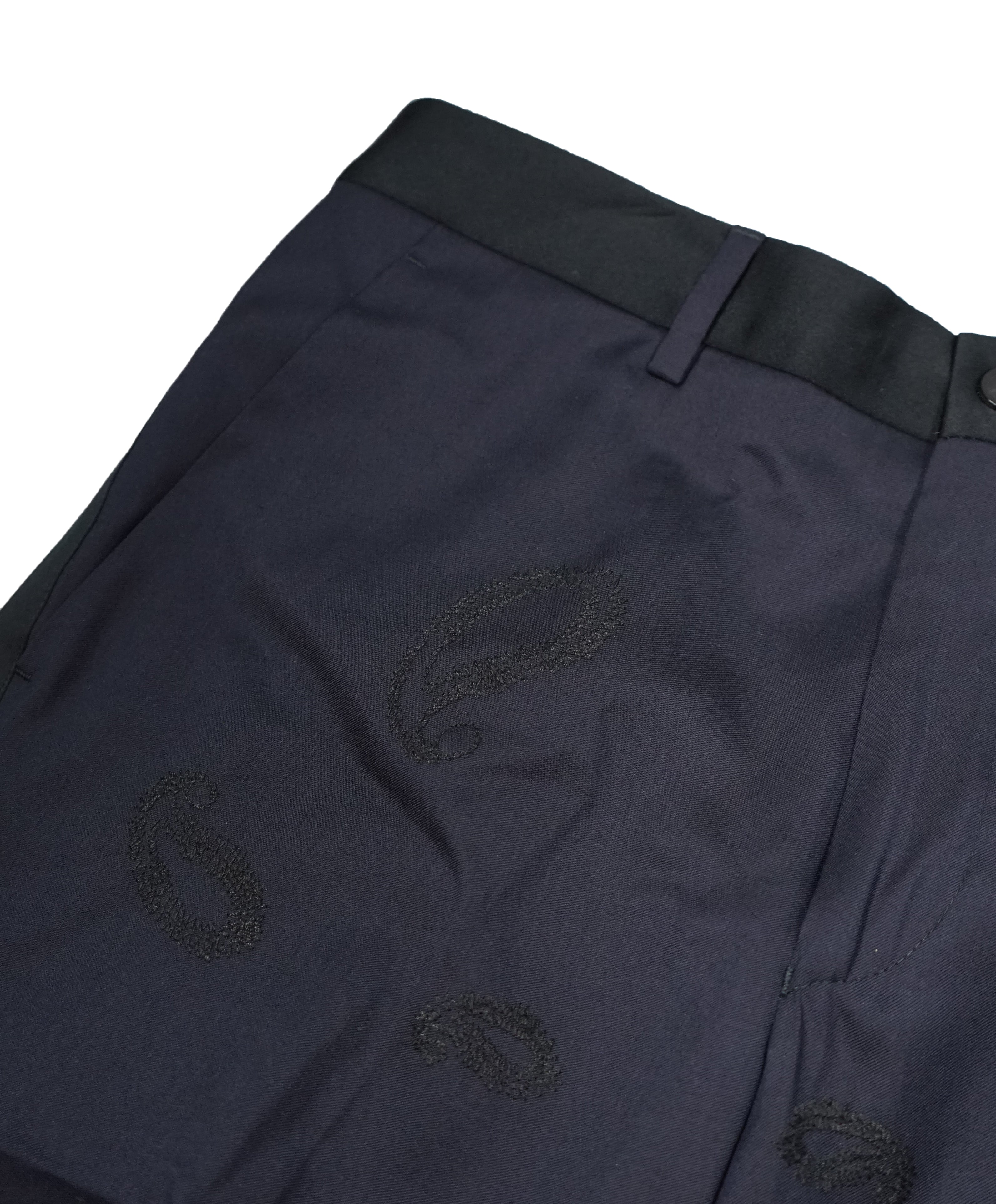 EMPORIO ARMANI - Stripe Embroidered Paisley Trousers - 30W
