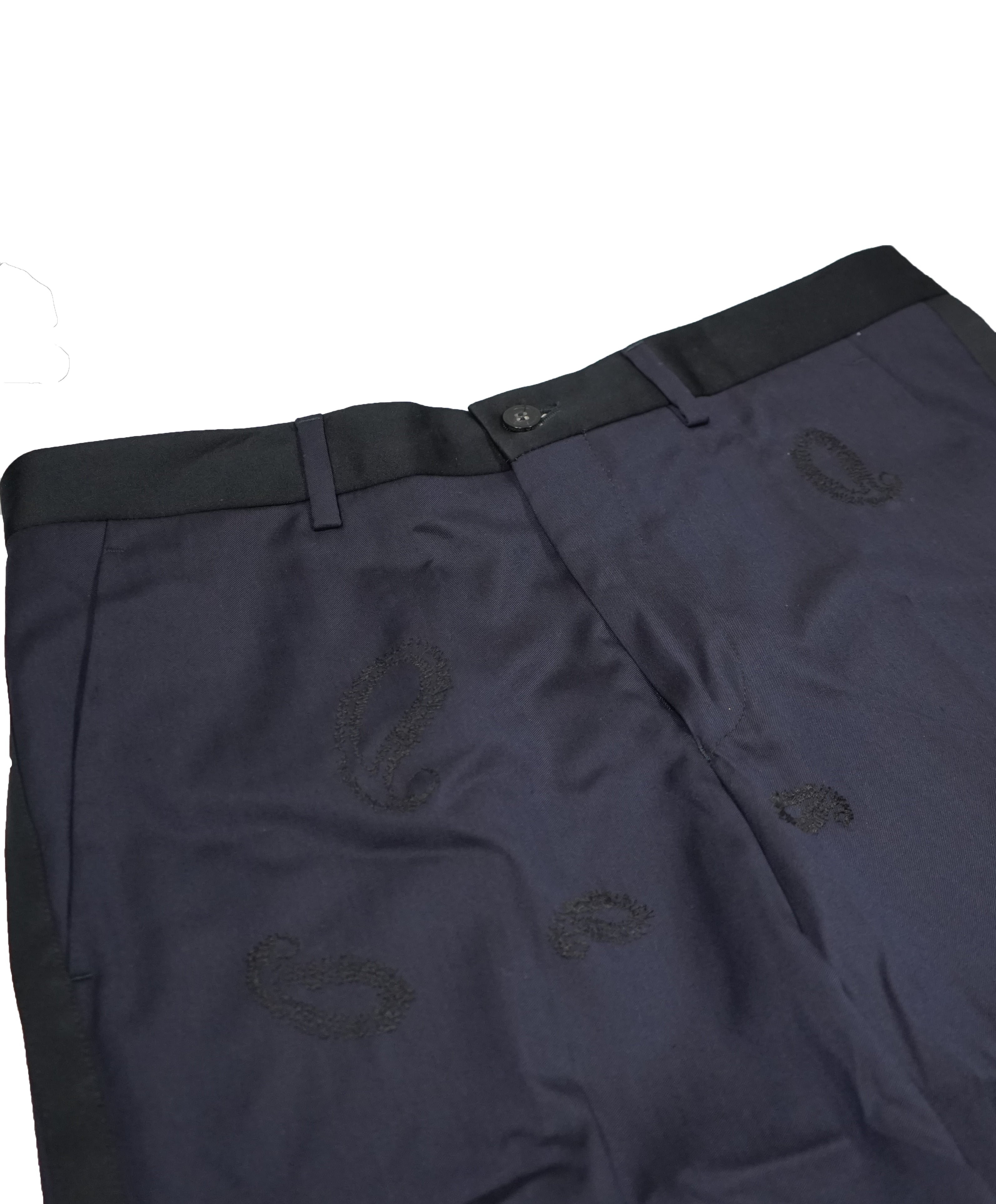 EMPORIO ARMANI - Stripe Embroidered Paisley Trousers - 30W
