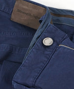 ERMENEGILDO ZEGNA - Blue 5-Pocket Washed Chino Jeans Logo Detailing  - 36W