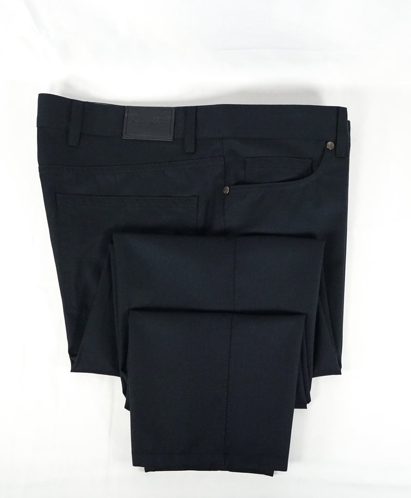ERMENEGILDO ZEGNA - Navy 5-Pocket Twill Weave Logo Pants - 38W