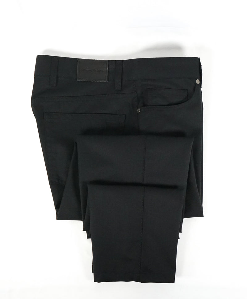 ERMENEGILDO ZEGNA - Black 5-Pocket Twill Weave Logo Pants - 34W