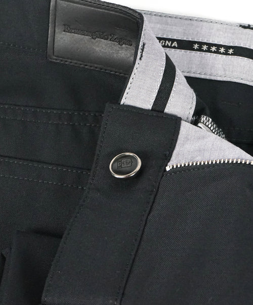 ERMENEGILDO ZEGNA - Black 5-Pocket Twill Weave Logo Pants - 34W