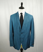 ERMENEGILDO ZEGNA - Teal Blue Herringbone “95% Cashmere & Silk” Blazer - 46R