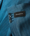 ERMENEGILDO ZEGNA - Teal Blue Herringbone “95% Cashmere & Silk” Blazer - 46R