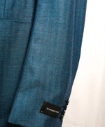 ERMENEGILDO ZEGNA - Teal Blue Herringbone “95% Cashmere & Silk” Blazer - 46R