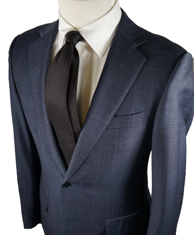 ERMENEGILDO ZEGNA -Blue Windowpane 2-Button Blazer Slim Fit- 38R