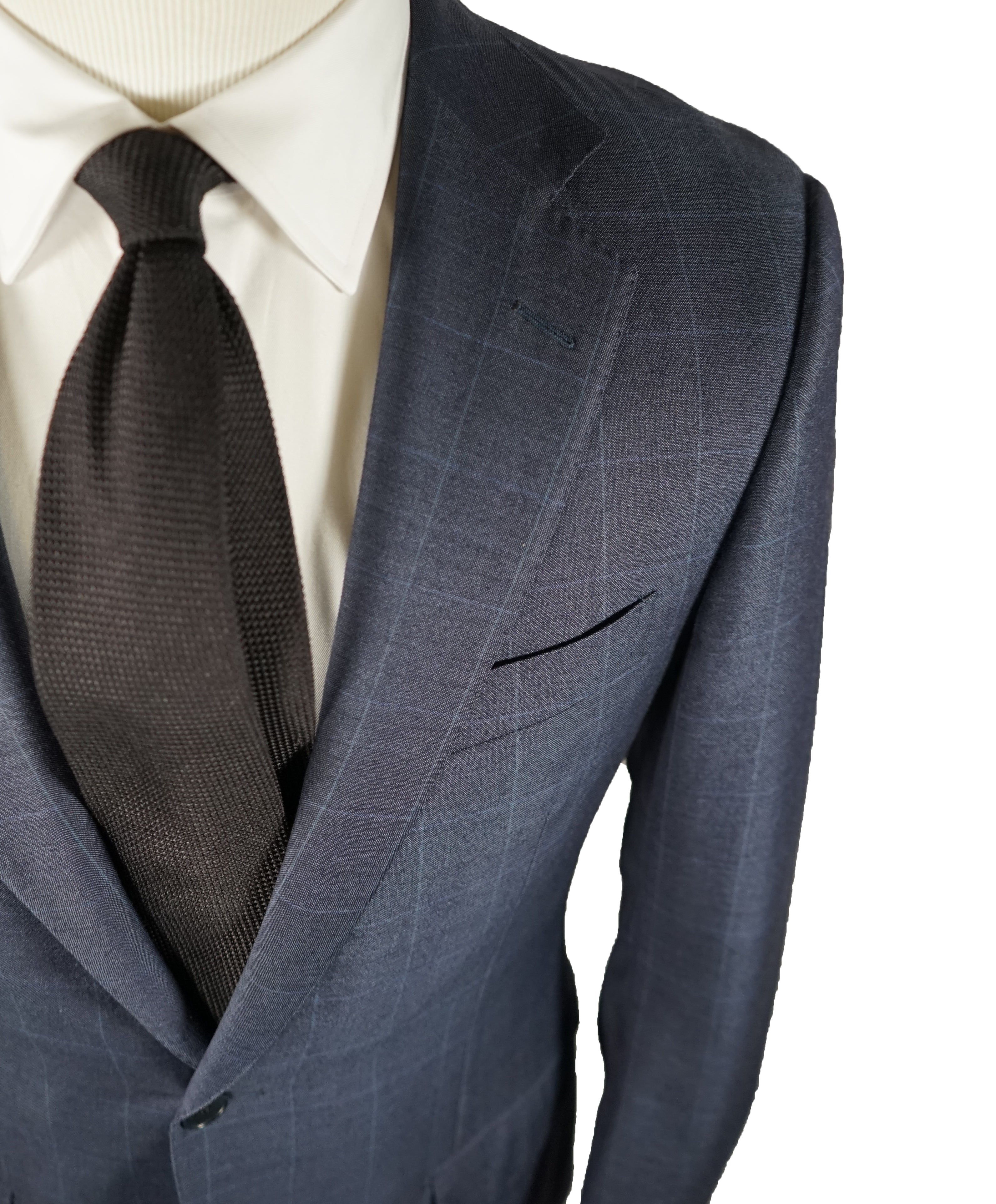 ERMENEGILDO ZEGNA -Blue Windowpane 2-Button Blazer Slim Fit- 38R
