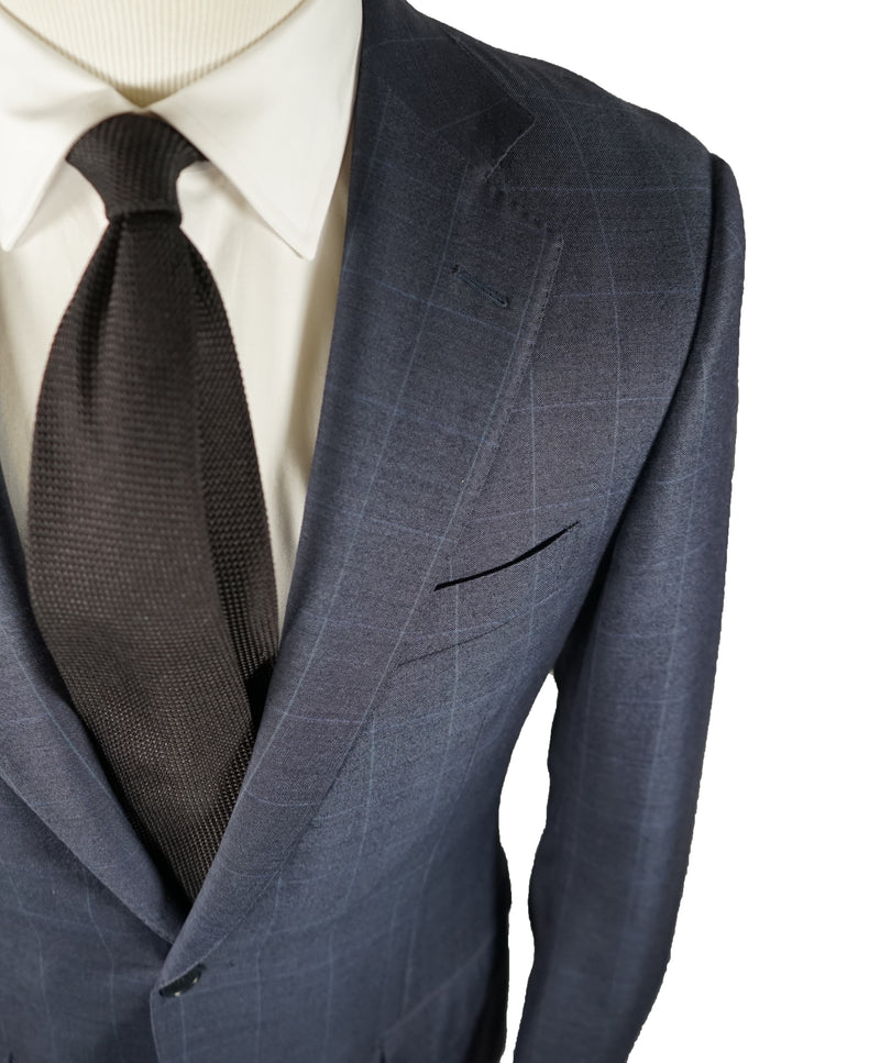 ERMENEGILDO ZEGNA -Blue Windowpane 2-Button Blazer Slim Fit- 38R