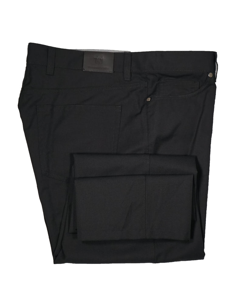 ERMENEGILDO ZEGNA - Black 5-Pocket Twill Weave Pants - 40W