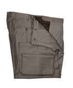 ERMENEGILDO ZEGNA - Brown & Gray Birdseye Pleated Wool Trousers  - 40W