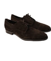 ERMENEGILDO ZEGNA - Brown Suede Round Toe Cap-Toe Oxfords - 12