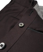 ERMENEGILDO ZEGNA - Coco "TROFEO" Brown Diagonal Weave Flat Front Wool Trousers  - 36W