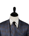 ERMENEGILDO ZEGNA - Medium Blue & Brown Bold Plaid Blazer Semi Lined - 44L