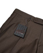 ERMENEGILDO ZEGNA - Medium Brown “TROFEO" Flat Front Wool Trousers  - 35W