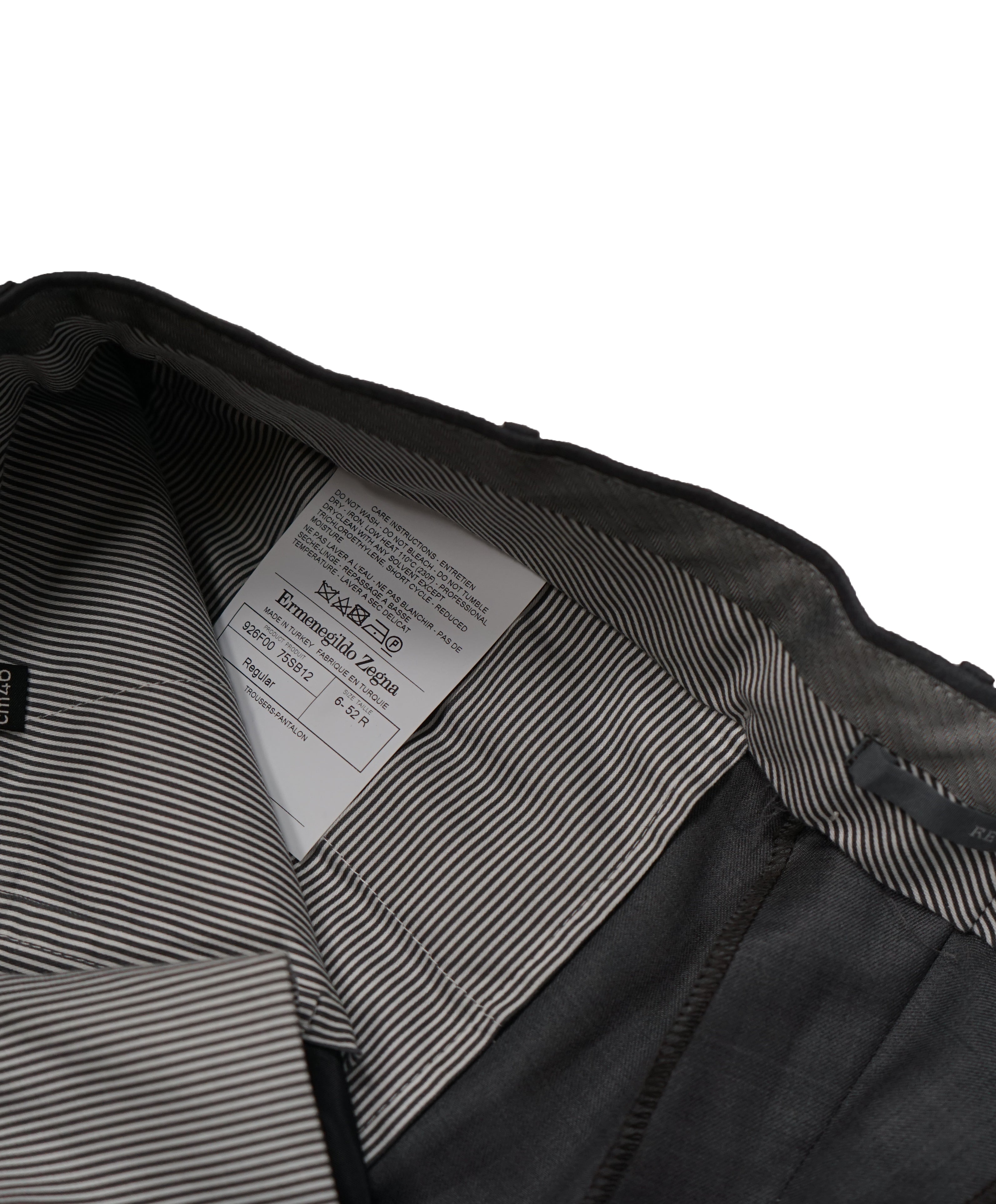 ERMENEGILDO ZEGNA - Medium Gray “TROFEO" Flat Front Wool Trousers  - 35W