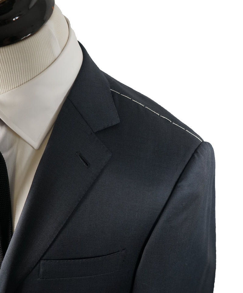 ERMENEGILDO ZEGNA -“Multiseason" Navy & Blue Birdseye Notch Lapel Suit - 40S