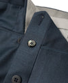 ERMENEGILDO ZEGNA - Teal Blue “TROFEO" Flat Front Wool Trousers  - 36W