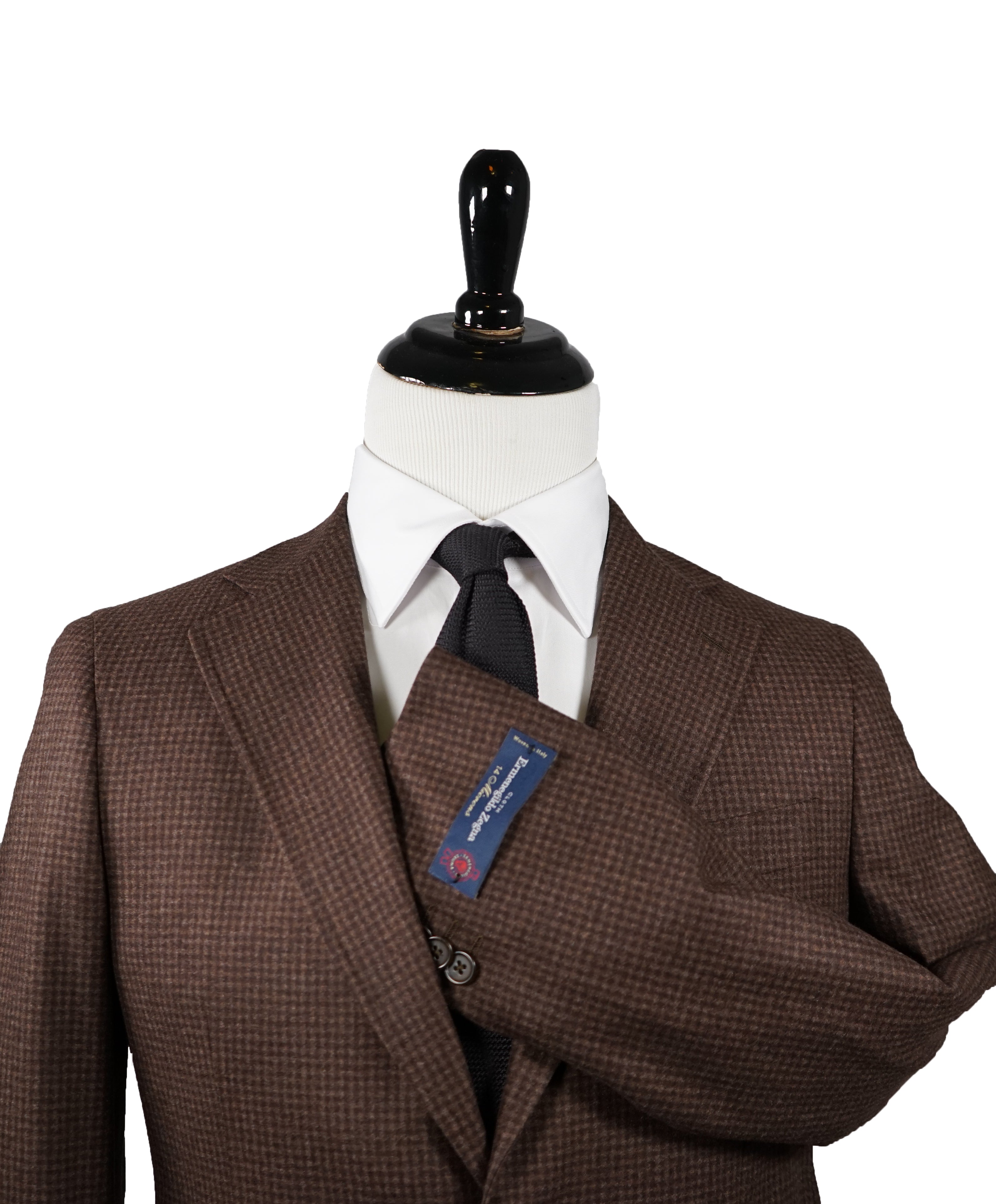 ERMENEGILDO ZEGNA CLOTH - 14 Microns Brown Check Cashmere/Silk/Wool Blazer - 40R