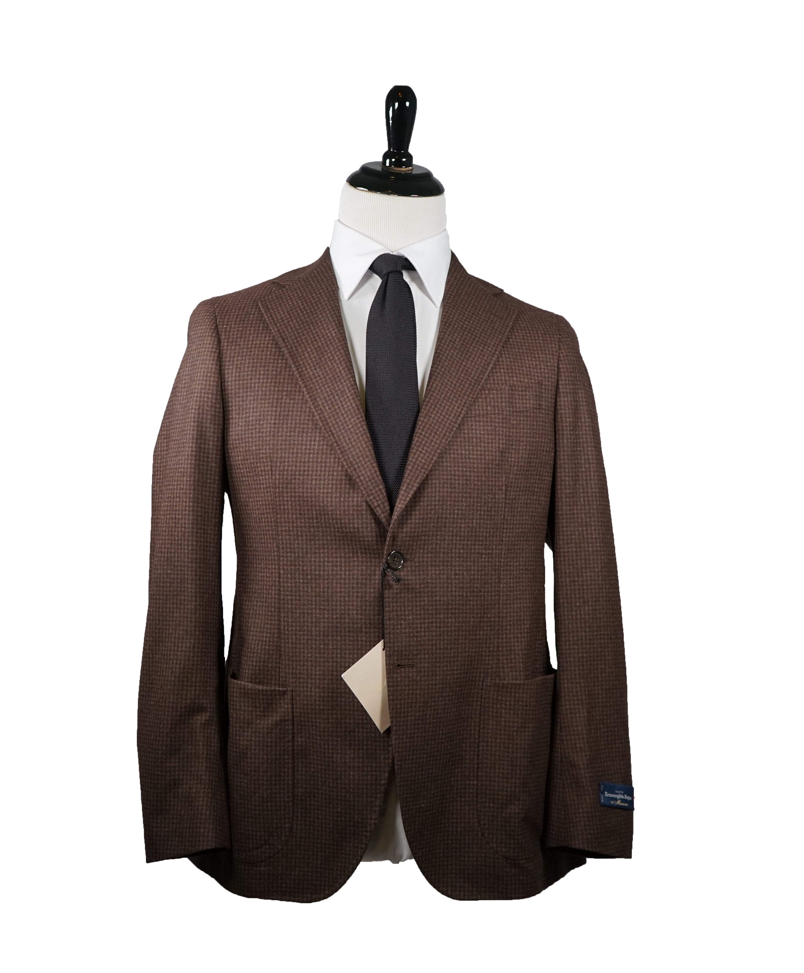 ERMENEGILDO ZEGNA CLOTH - 14 Microns Brown Check Cashmere/Silk/Wool Blazer - 40R