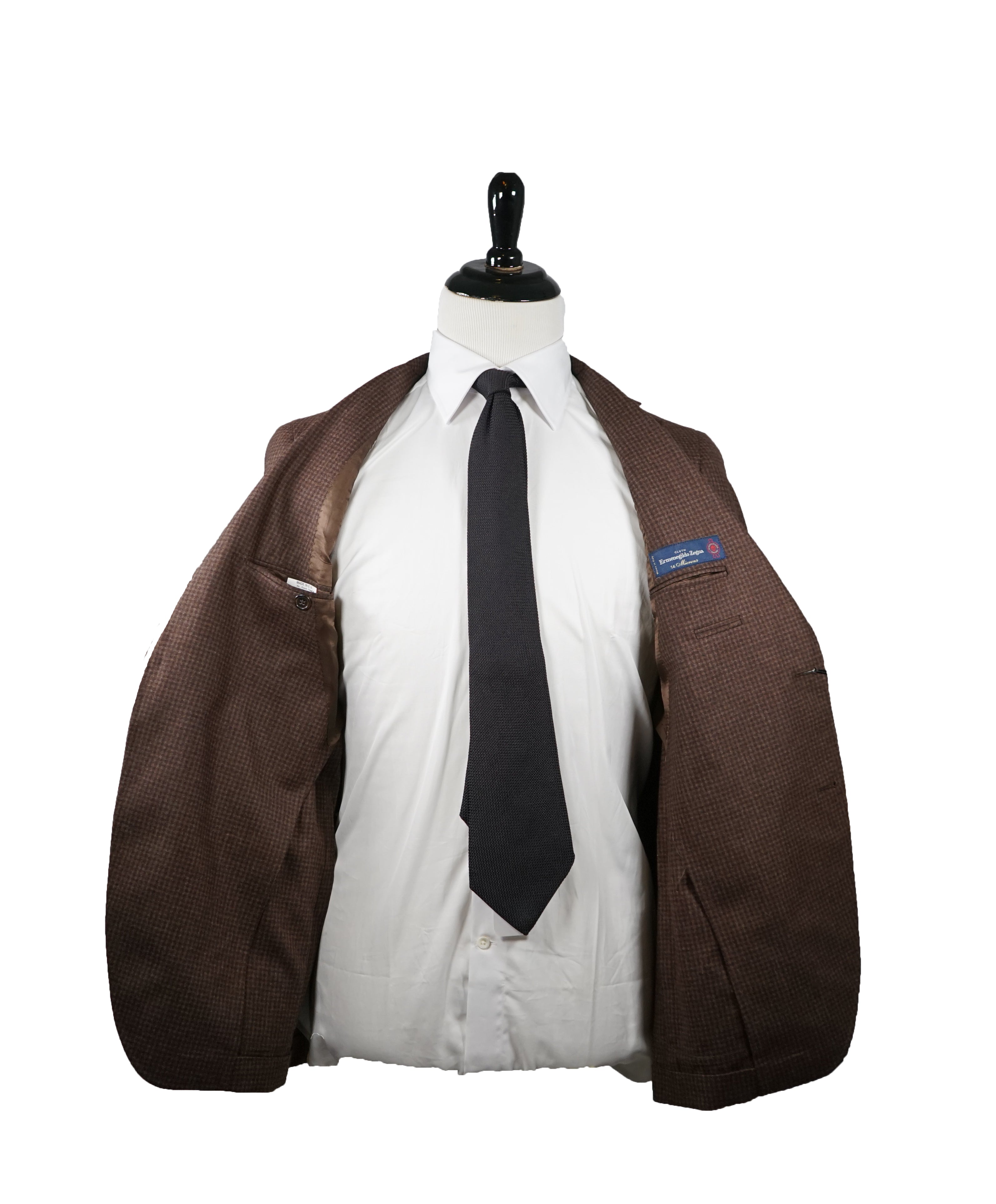 ERMENEGILDO ZEGNA CLOTH - 14 Microns Brown Check Cashmere/Silk/Wool Blazer - 40R