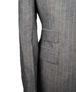 FACONNABLE - Gray & Blue Chalk Stripe Linen Blend Suit - 38S