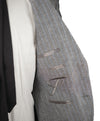 FACONNABLE - Gray & Blue Chalk Stripe Linen Blend Suit - 38S