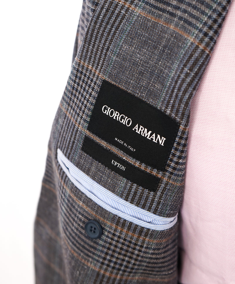 GIORGIO ARMANI - “UPTON” Wool/Silk/Linen Bold Glen Plaid Check Blazer -  42S