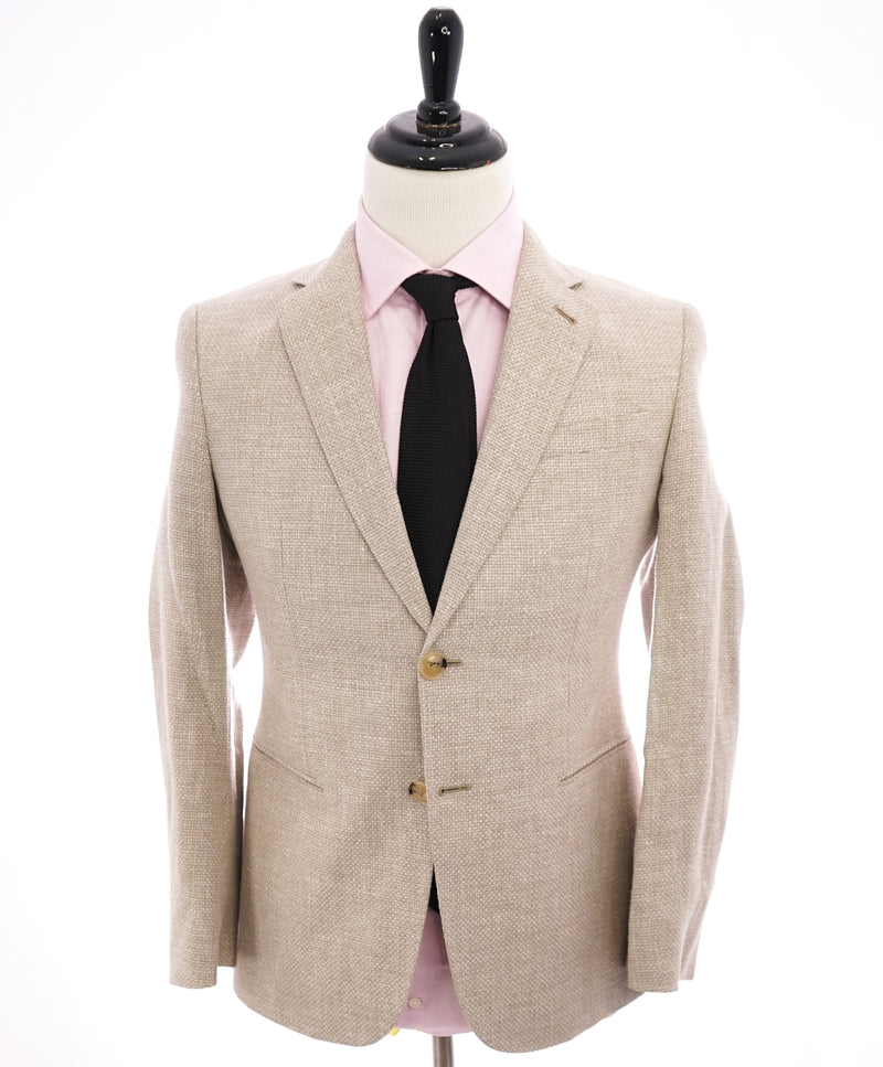 GIORGIO ARMANI - “Taylor” Wool/Silk/Linen Bold Camel Check Weave Blazer - 36S