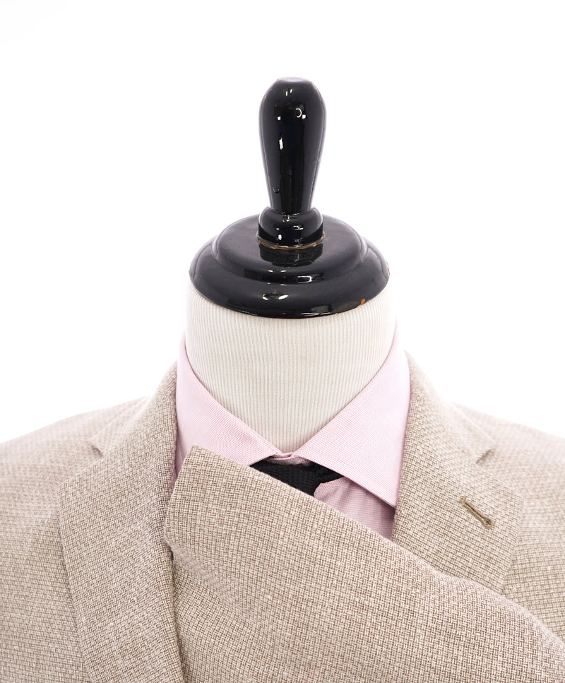 GIORGIO ARMANI - “Taylor” Wool/Silk/Linen Bold Camel Check Weave Blazer - 36S