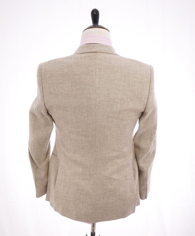 GIORGIO ARMANI - “Taylor” Wool/Silk/Linen Bold Camel Check Weave Blazer - 36S