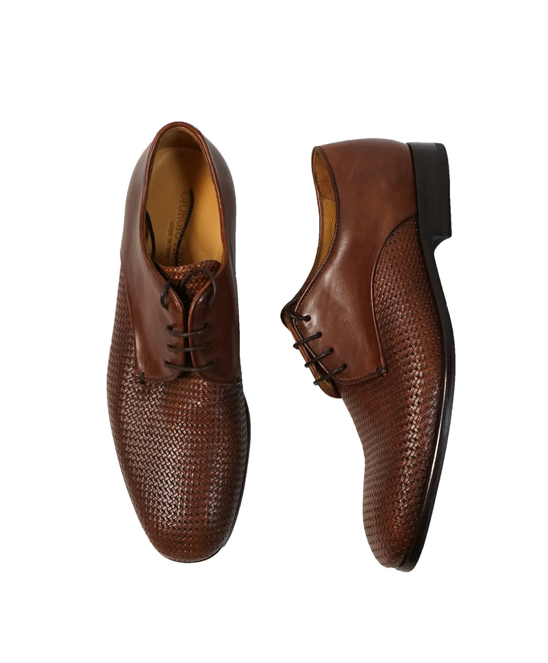 GIORGIO ARMANI - Basket Weave Brown Oxfords - 7