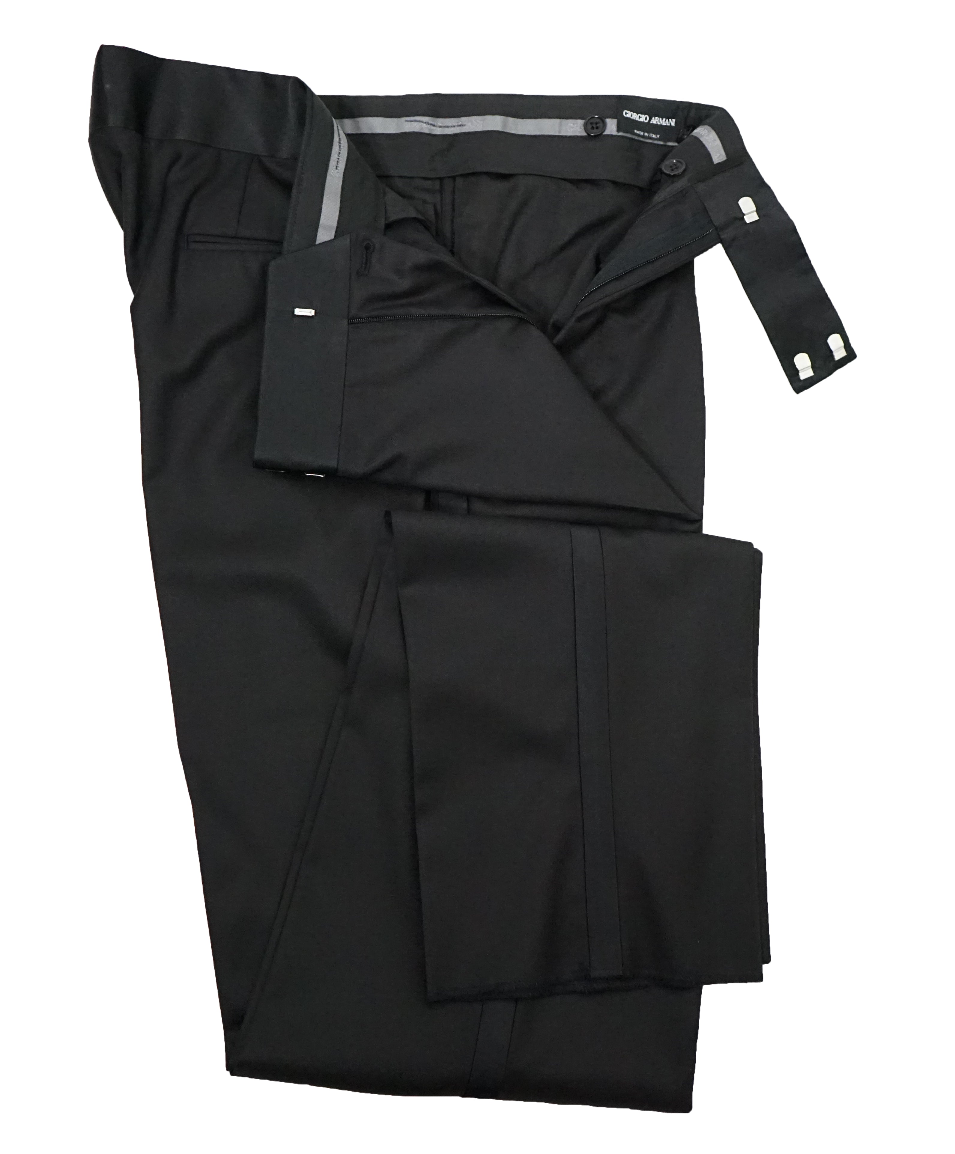 GIORGIO ARMANI - Black Wide Peak Lapel “Soft” Super 160’s Tuxedo Suit - 44R
