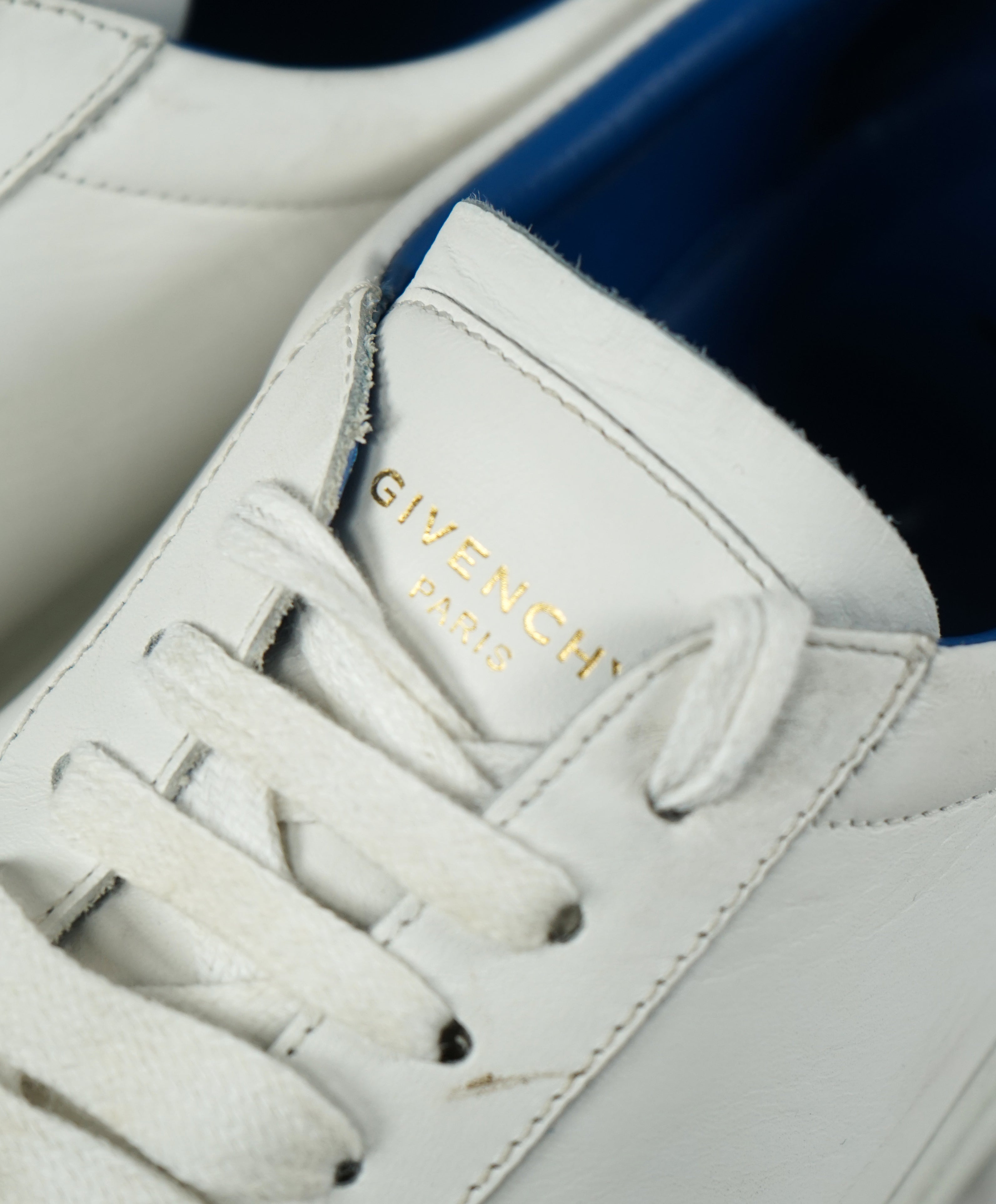 GIVENCHY - “Knot” White Iconic Sneaker With Blue & Gold Logo Back - 9