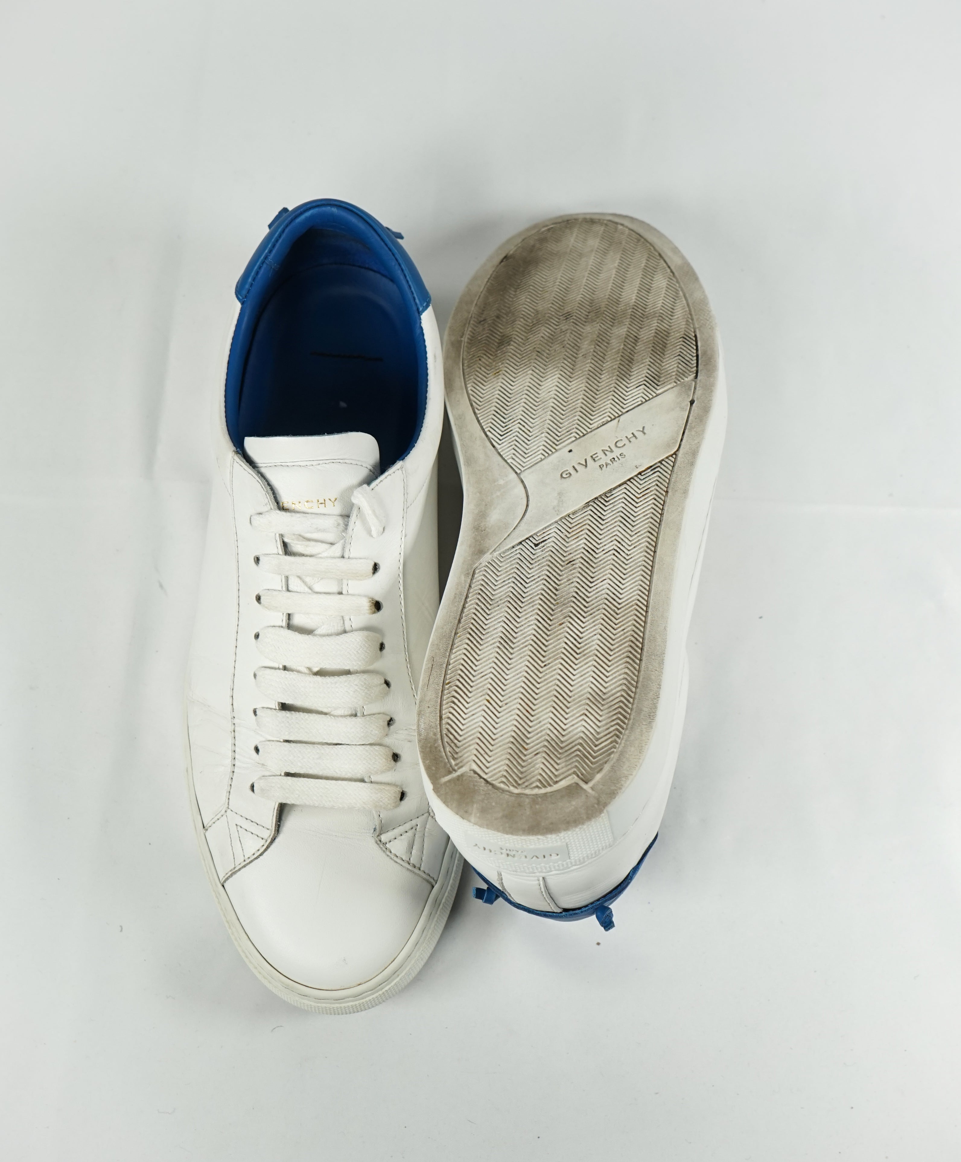 GIVENCHY - “Knot” White Iconic Sneaker With Blue & Gold Logo Back - 9